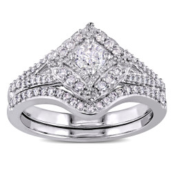 Signature Collection White Gold 5/8ct TDW Split Shank Bridal Set - Handcrafted By Name My Rings™