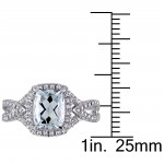 Signature Collection White Gold Aquamarine and 1/6ct TDW Diamond Split Shank Ring - Handcrafted By Name My Rings™