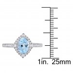 Signature Collection White Gold Sky-Blue Topaz White Sapphire 1/4ct TDW Diamond Engagement Ring - Handcrafted By Name My Rings™