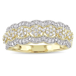 Signature Collection Gold 1/2ct TDW Diamond Milgrain Detail Anniversary Ring - Handcrafted By Name My Rings™