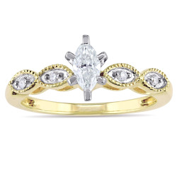 Signature Collection Gold 1/4ct TDW Marquise and Round-Cut Diamond Infinity Engagement Ring - Handcrafted By Name My Rings™