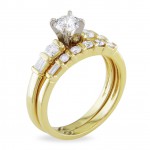 Signature Collection Gold 1ct TDW Diamond Bridal Ring Set - Handcrafted By Name My Rings™