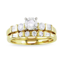 Signature Collection Gold 1ct TDW Diamond Bridal Ring Set - Handcrafted By Name My Rings™