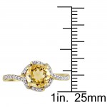 Signature Collection Gold Citrine and 1/10ct TDW Diamond Flower Halo Engagement Ring - Handcrafted By Name My Rings™