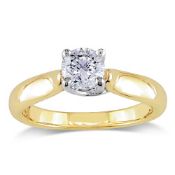 Signature Collection 2-tone White and Gold 1/2ct TDW Certified Diamond Solitaire Engagement Ring - Handcrafted By Name My Rings™