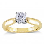 Signature Collection 2-tone White and Gold 1/2ct TDW Certified Diamond Solitaire Engagement Ring - Handcrafted By Name My Rings™