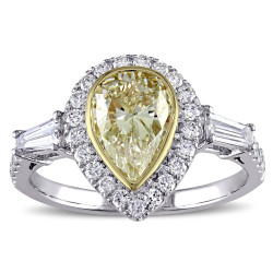 Signature Collection 2-tone White and Gold 2ct TDW Pear-cut Yellow Diamond Engagement Ring - Handcrafted By Name My Rings™