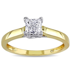 Signature Collection 2-tone Yellow and White Gold 3/4ct TDW Princess-cut Diamond Engagement Ring - Handcrafted By Name My Rings™