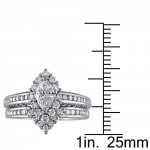 Signature Collection Gold 1 1/2ct TDW Marquise Halo Diamond Bridal Set - Handcrafted By Name My Rings™