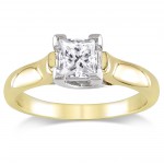 Signature Collection Gold 1ct TDW Certified Princess-cut Diamond Solitaire Ring - Handcrafted By Name My Rings™