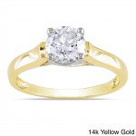 Signature Collection Gold 1ct TDW Diamond Solitaire Engagement Ring - Handcrafted By Name My Rings™