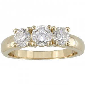 Signature Collection Gold 1ct TDW Round Diamond 3-stone Ring - Handcrafted By Name My Rings™