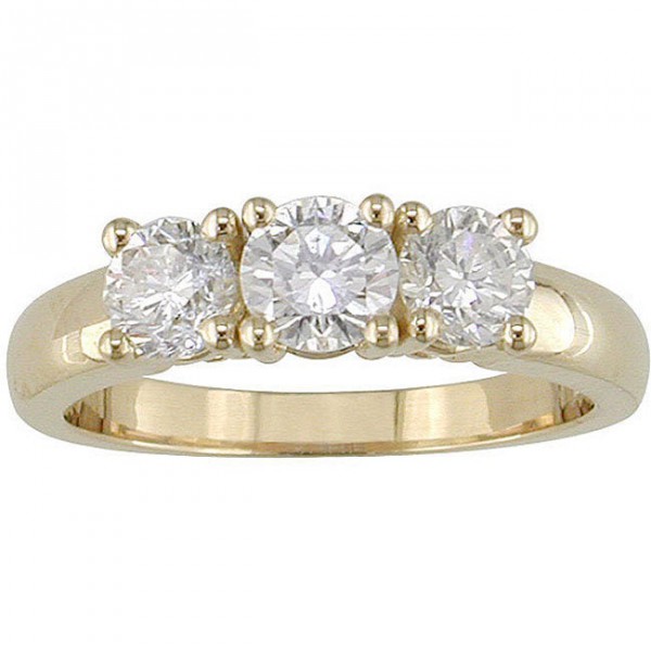 Signature Collection Gold 1ct TDW Round Diamond 3-stone Ring - Handcrafted By Name My Rings™