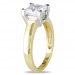 Signature Collection Gold 2ct TDW Certified Princess Solitaire Diamond Ring - Handcrafted By Name My Rings™