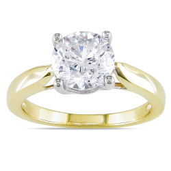 Signature Collection Gold 2ct TDW Certified Round Solitaire Diamond Ring - Handcrafted By Name My Rings™