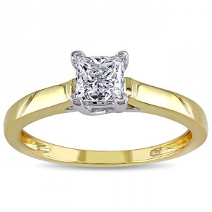 Signature Collection Gold 3/4ct TDW Certified Diamond Solitaire Ring - Handcrafted By Name My Rings™