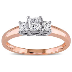 Signature Collection Rose Gold 1ct TDW Diamond Three Stone Ring - Handcrafted By Name My Rings™
