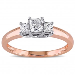 Signature Collection Rose Gold 1ct TDW Diamond Three Stone Ring - Handcrafted By Name My Rings™