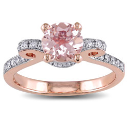 Signature Collection Rose Gold Morganite and 1/4ct TDW Diamond Engagement Ring - Handcrafted By Name My Rings™