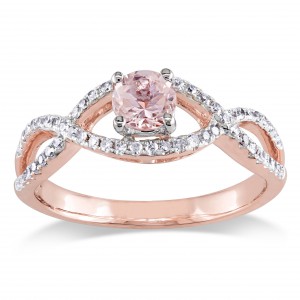 Signature Collection Rose Gold Morganite and 1/4ct TDW Diamond Infinity Engagement Ring - Handcrafted By Name My Rings™