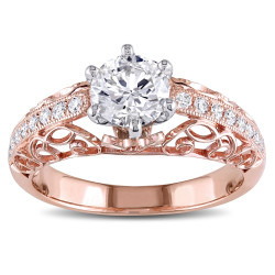 Signature Collection Two-tone Gold 1 1/5ct TDW Certified Diamond Engagement Ring - Handcrafted By Name My Rings™