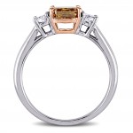 Signature Collection Two-tone Gold 1 3/4ct TDW Certified Brown and White Diamond 3-stone Engagement Ring - Handcrafted By Name My Rings™