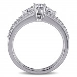 Signature Collection White Gold 1 1/10ct TDW Certified Diamond Bridal Ring Set - Handcrafted By Name My Rings™
