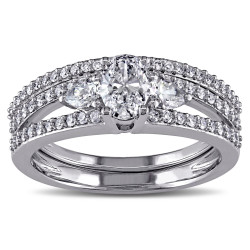 Signature Collection White Gold 1 1/10ct TDW Certified Diamond Bridal Ring Set - Handcrafted By Name My Rings™