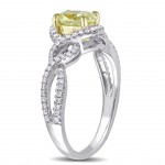 Signature Collection White Gold 1 1/10ct TDW Oval-Cut Yellow and White Diamond Crossover Engagement Ring - Handcrafted By Name My Rings™