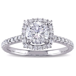 Signature Collection White Gold 1 1/2ct TDW Diamond Halo Engagement Ring - Handcrafted By Name My Rings™