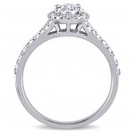 Signature Collection White Gold 1 1/2ct TDW Diamond Oval Halo Engagement Ring - Handcrafted By Name My Rings™
