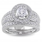 Signature Collection White Gold 1 1/2ct TDW IGL-certified Diamond Bridal Ring Set - Handcrafted By Name My Rings™
