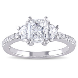 Signature Collection White Gold 1 1/2ct TDW Radiant-cut Diamond 3-stone Engagement Ring - Handcrafted By Name My Rings™