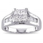 Signature Collection White Gold 1 1/3ct TDW Princess-cut Diamond Quad Engagement Ring - Handcrafted By Name My Rings™