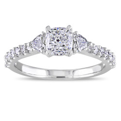 Signature Collection White Gold 1 1/4ct TDW Cushion Center Diamond Ring - Handcrafted By Name My Rings™