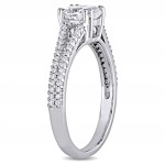 Signature Collection White Gold 1 1/4ct TDW Cushion and Round-Cut Diamond Split Shank Engagement Ring - Handcrafted By Name My Rings™