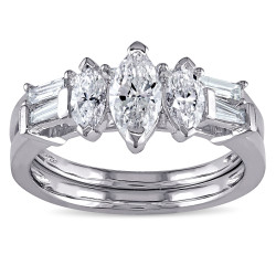 Signature Collection White Gold 1 1/4ct TDW Marquise-cut Diamond Bridal Ring Set - Handcrafted By Name My Rings™