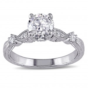 Signature Collection White Gold 1 1/4ct TDW Vintage Solitaire Diamond Ring - Handcrafted By Name My Rings™