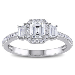 Signature Collection White Gold 1 1/5ct TDW Emerald Cut Diamond Ring - Handcrafted By Name My Rings™