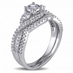 Signature Collection White Gold 1 1/8ct TDW Certified Diamond Bridal Ring Set - Handcrafted By Name My Rings™