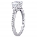 Signature Collection White Gold 1 2/5ct TDW Cushion-cut Diamond 3-stone Engagement Ring - Handcrafted By Name My Rings™