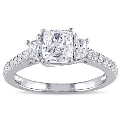 Signature Collection White Gold 1 2/5ct TDW Cushion-cut Diamond 3-stone Engagement Ring - Handcrafted By Name My Rings™