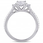 Signature Collection White Gold 1 2/5ct TDW Cushion-cut Diamond 3-stone Engagement Ring - Handcrafted By Name My Rings™