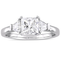 Signature Collection White Gold 1 3/4ct TDW Princess and Trapezoid  Diamond Engagement Ring - Handcrafted By Name My Rings™