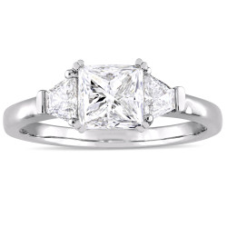 Signature Collection White Gold 1 3/4ct TDW Princess and Trapezoid  Diamond Engagement Ring - Handcrafted By Name My Rings™