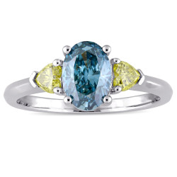 Signature Collection White Gold 1 3/4ct TDW Sky-Blue and White Three-Stone Engagement Ring - Handcrafted By Name My Rings™