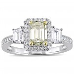 Signature Collection White Gold 1-3/4ct TDW Yellow and White Diamond 3-Stone Engagement Ring - Handcrafted By Name My Rings™