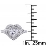 Signature Collection White Gold 1-3/8ct TDW Heart-Cut Double Halo Engagement Ring in White Gold - Handcrafted By Name My Rings™