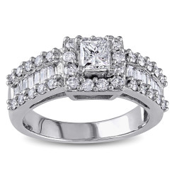 Signature Collection White Gold 1 3/8ct TDW Princess and Baguette Diamond Ring - Handcrafted By Name My Rings™
