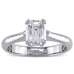 Signature Collection White Gold 1 5/8ct TDW Certified Emerald Cut Diamond Solitaire Engagement Ring - Handcrafted By Name My Rings™